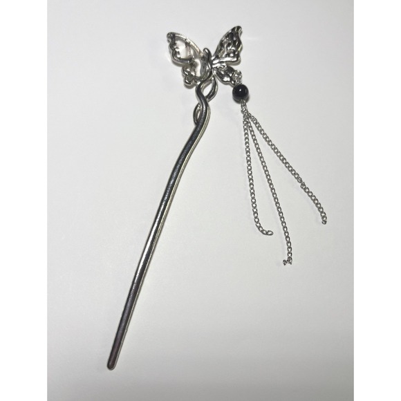 Unbranded Accessories - NEW Butterfly Hair Stick Women Silver Tassel Chain Bead Accessory